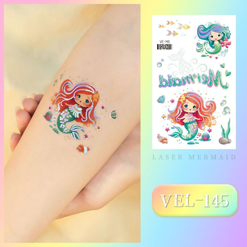 Waterproof Kids' Cartoon Tattoo Stickers: Princess, Butterfly & Mermaid Series