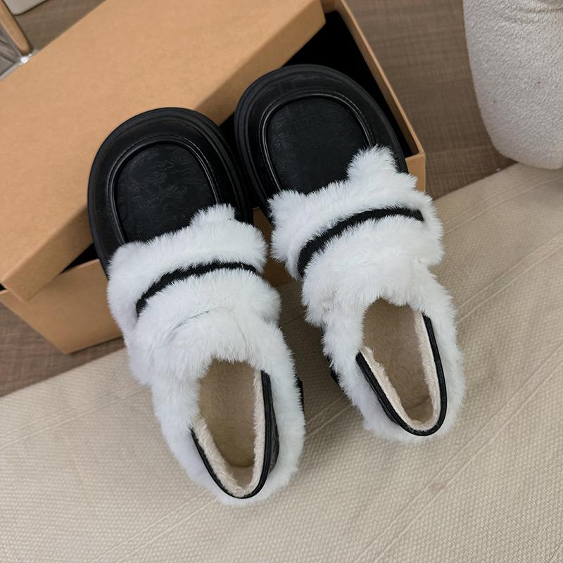 Женские мокасины с принтом на платформе и мехом, ботильоны на высоком каблуке, зима 2025, новые повседневные туфли на толстом каблуке, зимние ботинки-лодочки