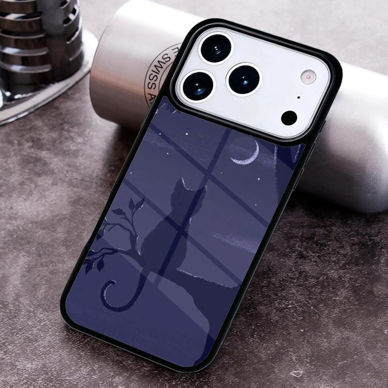 Аниме Лунный Кот Чехол для Телефона Для iPhone 17 16 15 14 13 12 11 Pro Max Plus 17Air Мягкий Силиконовый Чехол