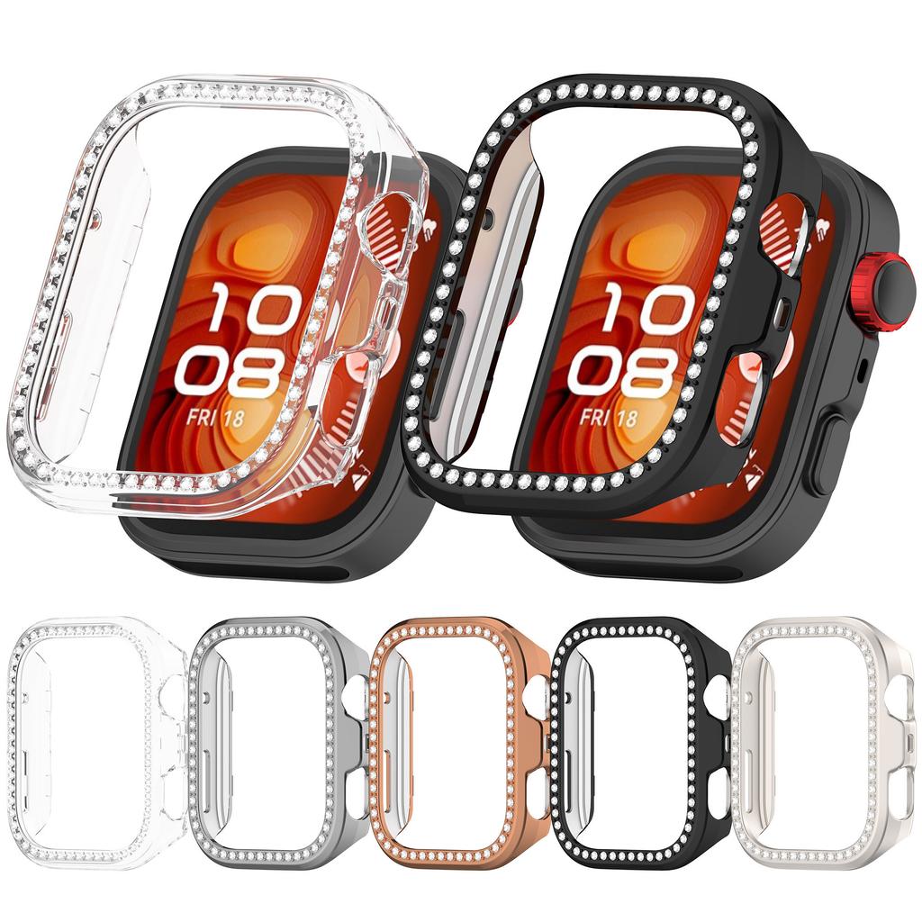 For Huawei Watch Fit 4 Pro Watch Case Rhinestone Decor Hollow Electroplating PC Watch Cover