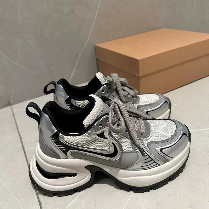 Dad shoes spring new thick-soled heightened mesh breathable and lightweight casual sports shoes