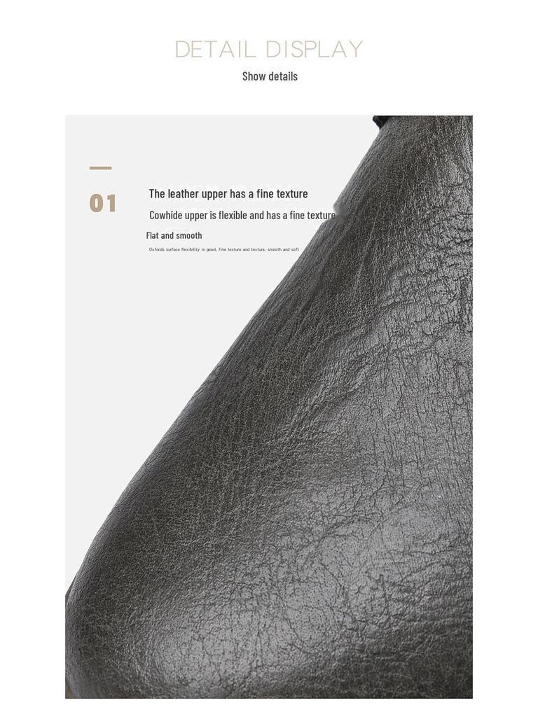 Men's Large Size 45 Genuine Leather Casual Shoes - Retro Spring Trend Low-Top Martin Boots