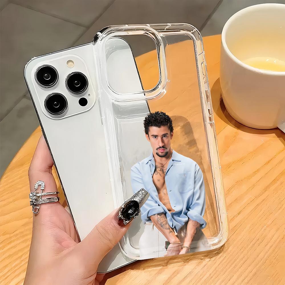 Singer Bad Bunny Art Phone Case for Samsung Galaxy S25 S24 S23 S22 S21 S20 S10 Note20 10 FE Ultra Plus 4G 5G Clear Back Cover