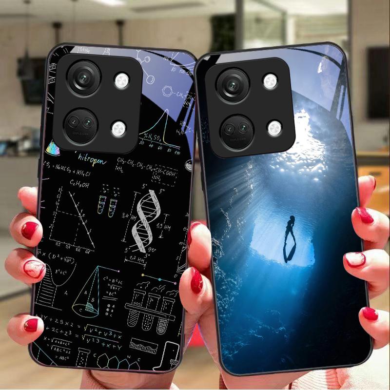 Учебные элементы для OnePlus Nord 3 5 6T 7 Pro 8 12 10T Reno8 Lite 5G 10R Nord N30 Чехол для телефона из закаленного стекла с твердой оболочкой Черный
