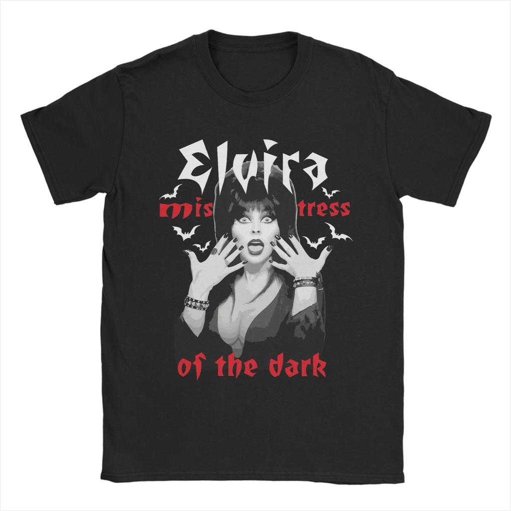 Винтажная футболка Elvira Mistress of the Dark для унисекс с круглым вырезом из чистого хлопка, футболка с коротким рукавом, одежда больших размеров