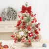 Yousheng Mini Christmas Tree with LED Light Pre-lit Small Artificial Snow Flocked Tree with Ball Ornaments for Xmas Tabletop Indoor Holiday Decor