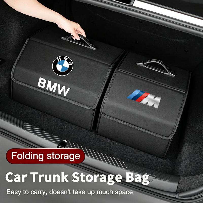 CDKO4 Leather Car Trunk Collapsible Organizer Foldable Storage Box For BMW X1 X2 X3 X5 X4 X6 X7 G30 G20 G32 G11 G12 F40 F30 Stickers