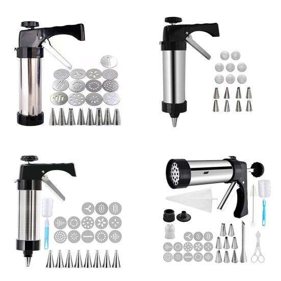 Пресс для печенья Набор формочек для печенья из нержавеющей стали для начинающих Экструдер для теста для печенья с эргономичной