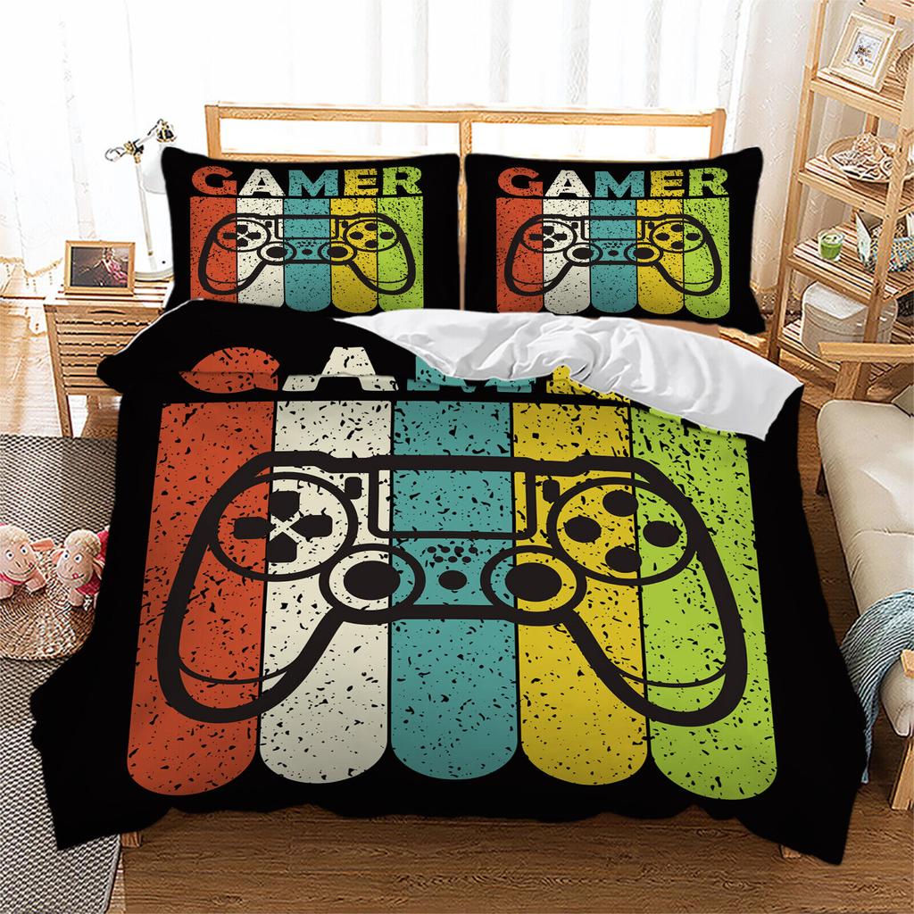 Gamer Gaming Gamepad Quilt Duvet Doona Cover Set Single Double Queen King Size