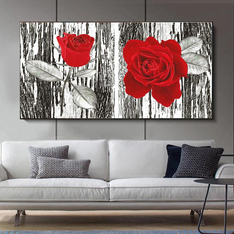 Современные абстрактные красные розы, картина маслом на холсте, скандинавские постеры и принты, настенные художественные фотографии, домашний декор для гостиной, без рамки