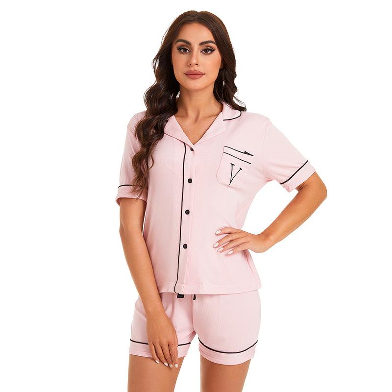 Женская весна и лето новая домашняя одежда модал хлопок большие ярды пижамы женские свободные трендовые шорты с короткими рукавами костюм с обратным воротником