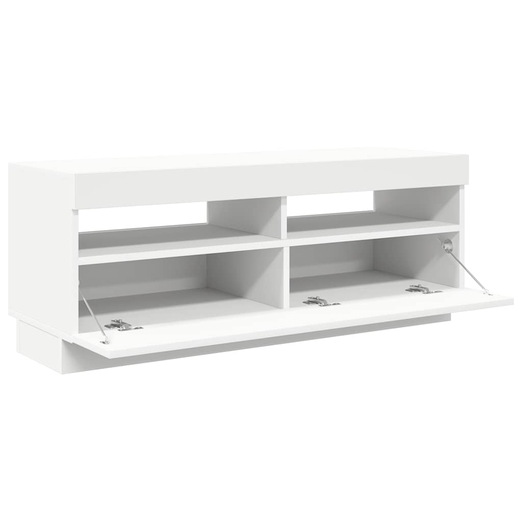 TV Stand with LED Lights White 100 x 35 x 40 cm