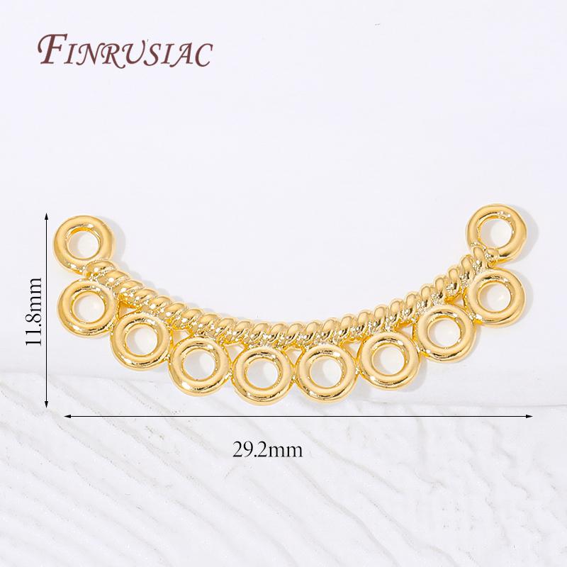 18K Gold Plated Twisted Curved Multi Hole Circle Connector,DIY Jewelry Findings Link Bar Accessories For Ear Craft