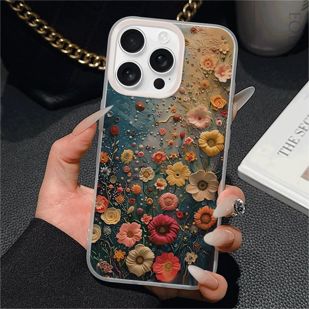 Экзотический Цветочный Чехол для Телефона для iPhone 16 15 14 13 12 11 Pro Max Plus XR XS X TPU Модный Стиль Тонкий Защитный Ударопрочный Чехол
