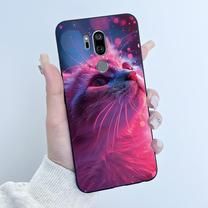 Милый Чехол Для LG G7 thinQ Capa Coque Печатный Корпус Защитная Крышка Для LG G7thinQ Fundas Мягкий Силикон Мультяшный Черный Корпус