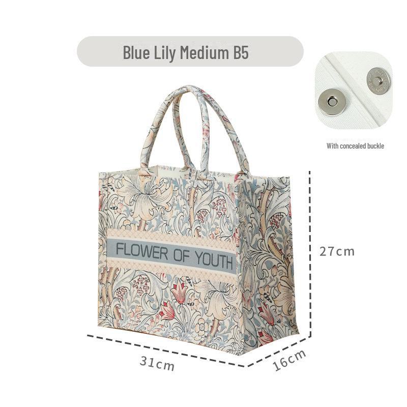 Large 3D Floral Canvas Tote with Custom Ribbon - Ideal for Corporate Promotions