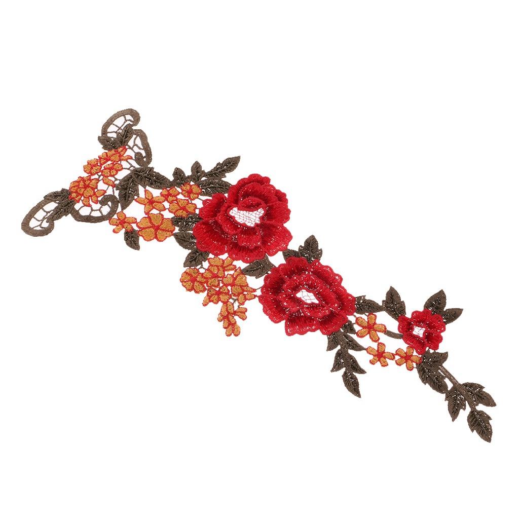 Цветок Роза Шитье Утюгом На Рукоделие Аппликация Вышивка Нашивки Кружевные Отделки Ткань Мотив Венеция - Красный