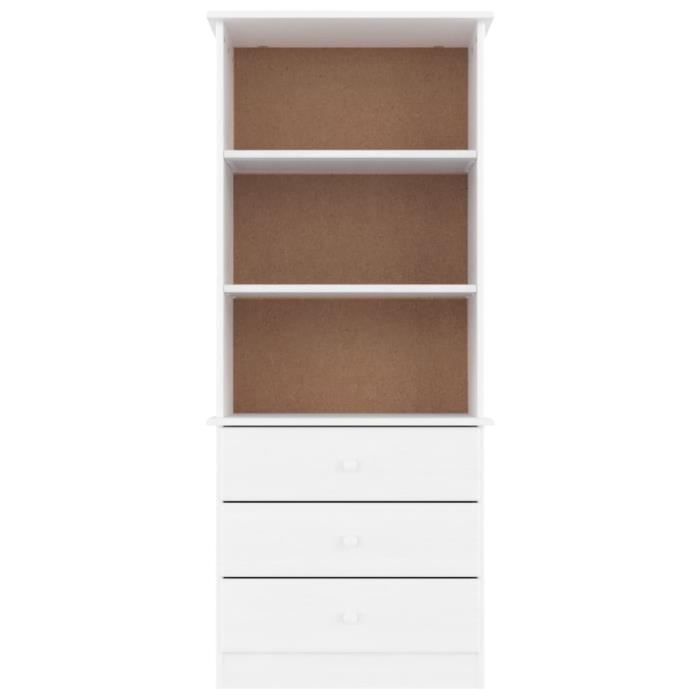 VidaXL Bookcase and Drawers ALTA White 60x35x142 Cm Solid Pine Wood 353952
