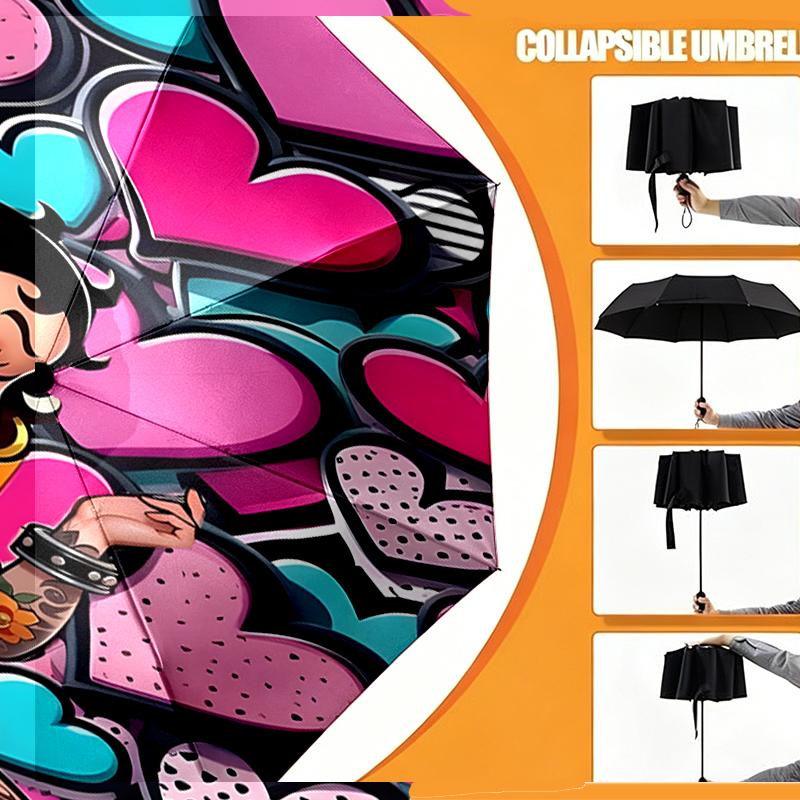 Sexy Doll Print Umbrella Automatic Opening/ Closing - Portable Foldable Design - Daily use for Travel/Outdoor - Gift for Birthday