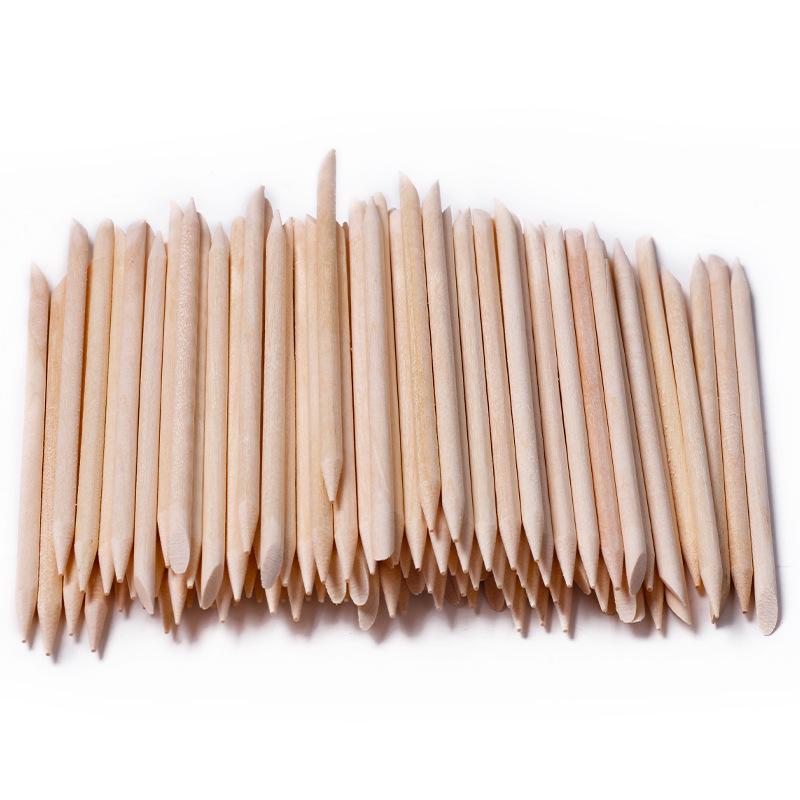 Orange Wood Nail Art Sticks: 100 Double-Ended Wooden Cuticle Pushers (7.5cm)