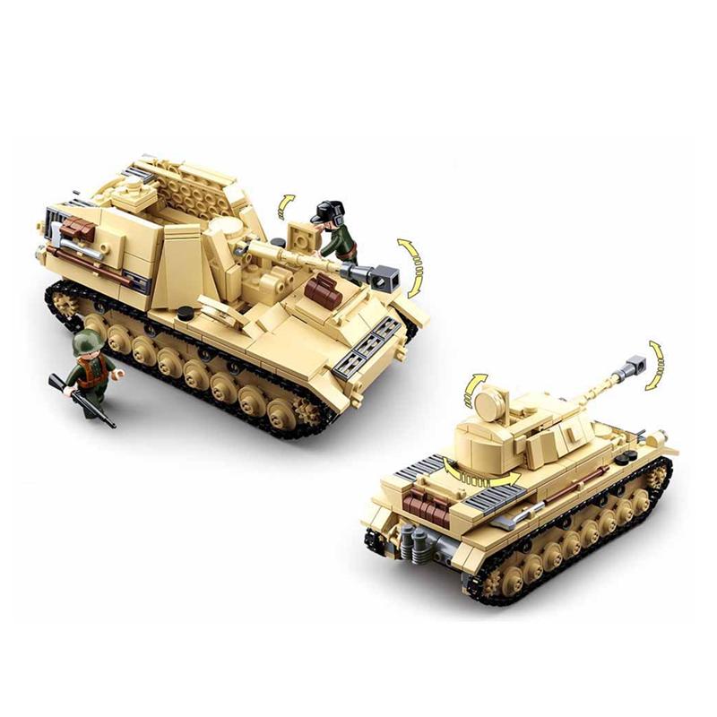 WW2 Пособия по немецкому языку, средний танк, набор из четырех кирпичей, классическая модель оружия, детские игрушки, совместимые с Lego