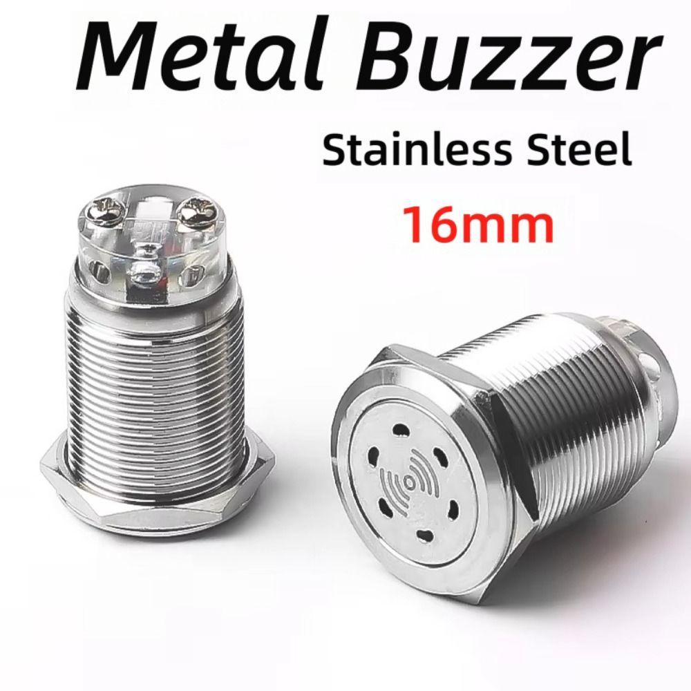 New 16mm Metal Buzzer High Decibel DB Stainless Steel Alarm Sounder 12V 24V Alarm Indicator