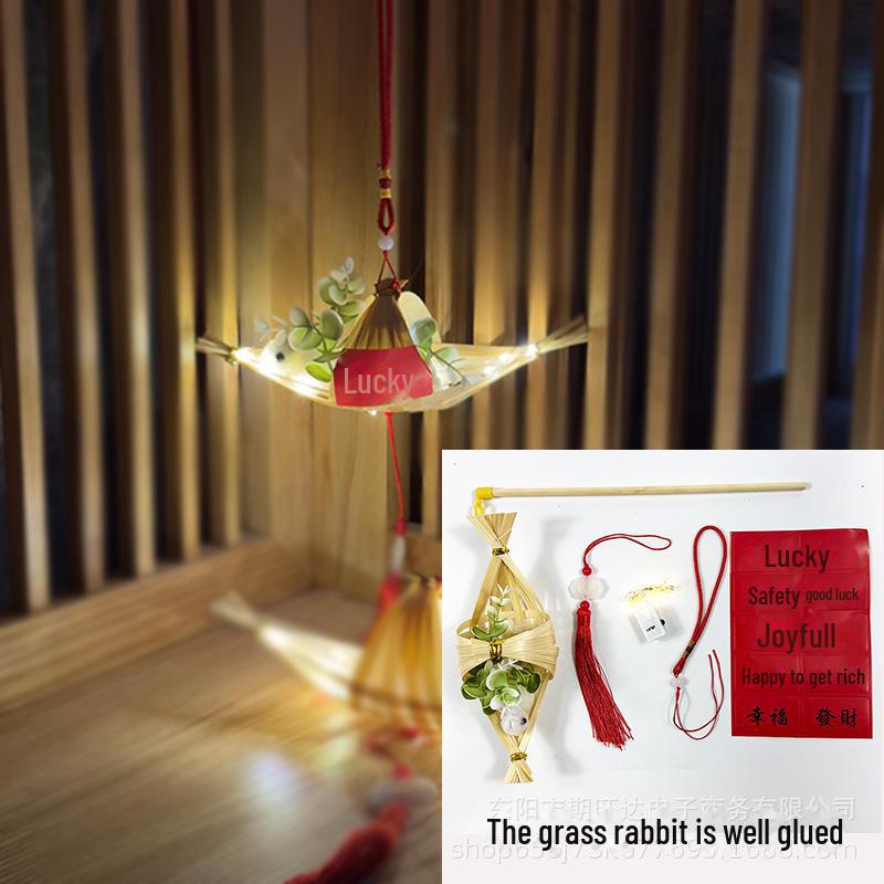 Китайский бамбуковый плетеный кролик-лодка, самодельный фонарь для праздников середины осени, фонарей и весны - подарок в виде лунной лодки
