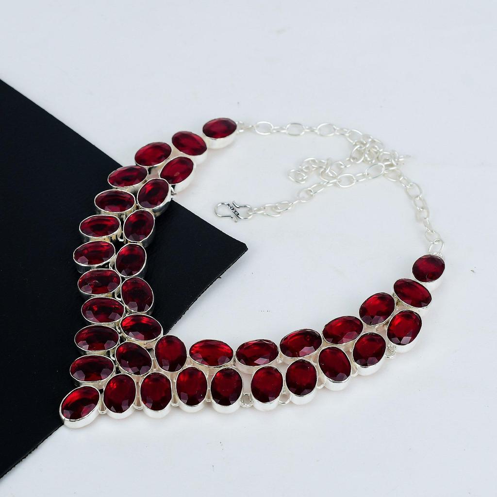 Изящное ожерелье из серебра 925 пробы с драгоценными камнями из красного граната, ожерелье из серебра с красным гранатом для жены, ожерелье унисекс, подарок на День благодарения