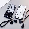 Жесткий стеклянный чехол для телефона с сердечком для Samsung M55 M15 M54 M53 M34 M14 M53 M33 M23 M13 M52 M51 M31, защитный чехол с ремешком с кисточкой