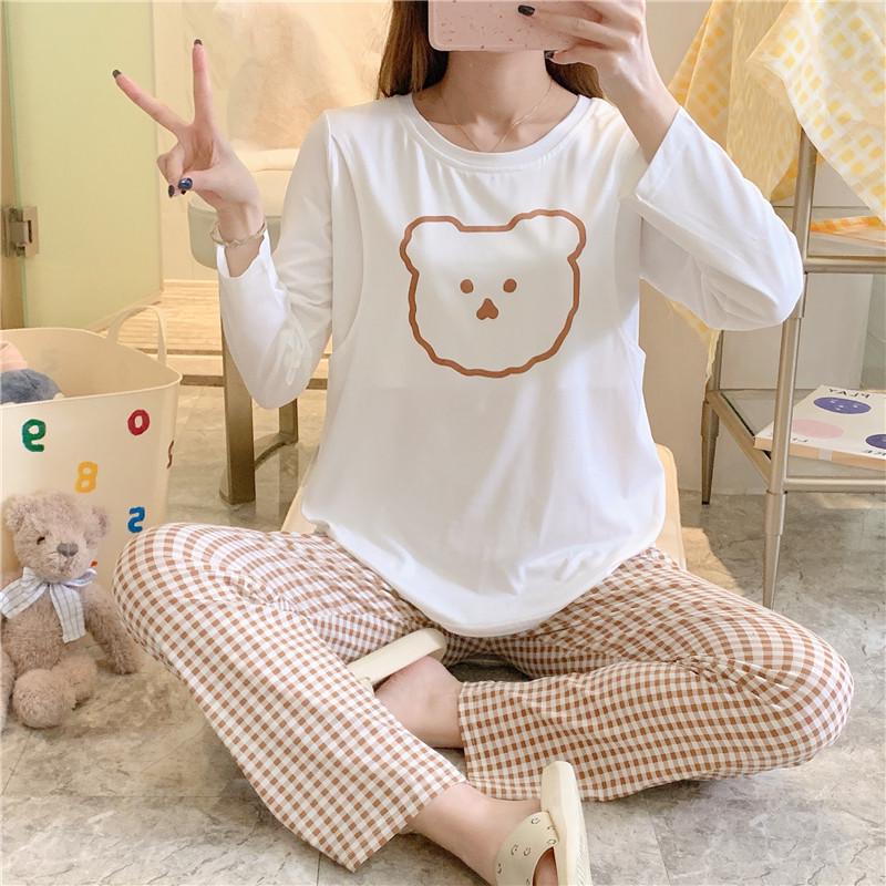 Весенне-осенняя пижама для беременных - Комплект домашней одежды для кормления грудью и послеродового периода