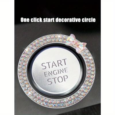 1 шт. Декоративное кольцо для запуска одним нажатием, для автомобиля, двухрядное, с кристаллом-бантом, кольцо зажигания, украшение кнопки переключателя зажигания, украшение салона автомобиля