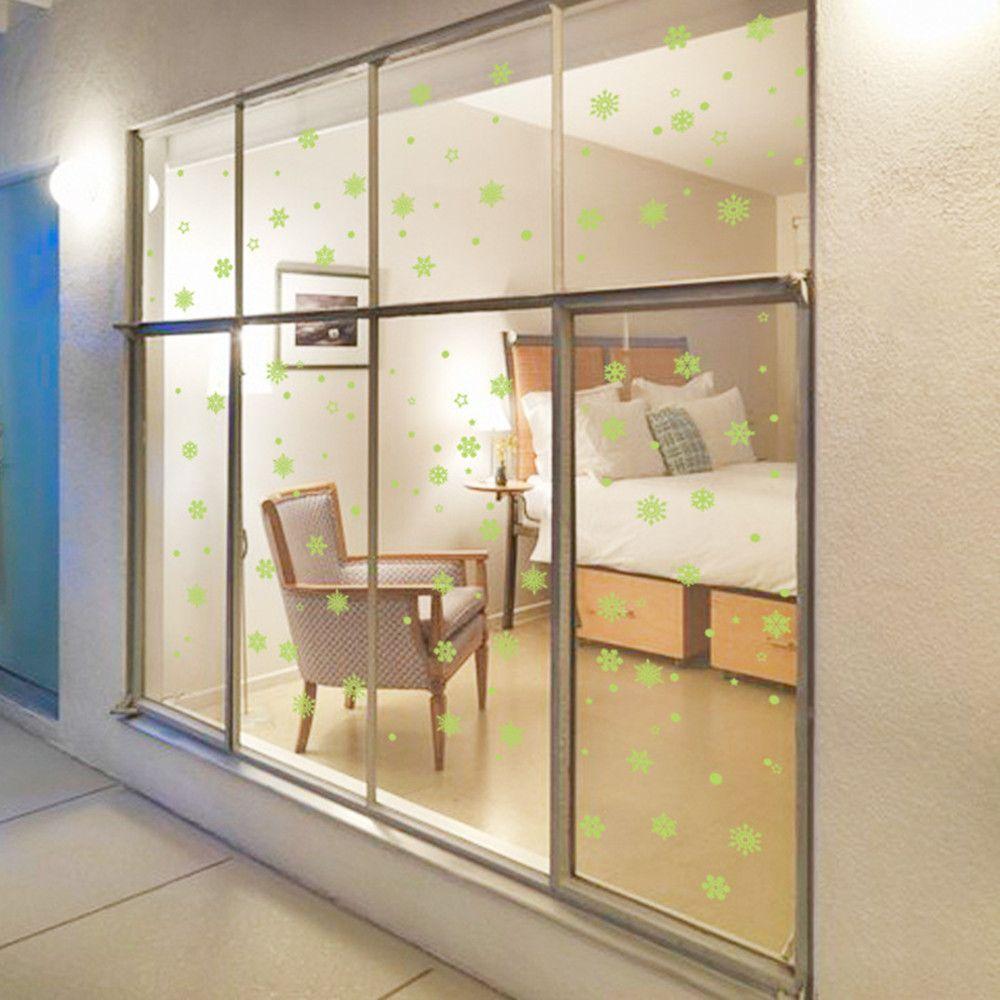 Bedroom Dormitory Decoration Christmas Stickers Wall Stickers Fluorescent 3D Luminous Snowflake