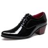 Luxury Men Dress Wedding Shoes Glossy Leather High Heels Fashion Pointed Toe Heighten Oxford Shoes Party Prom