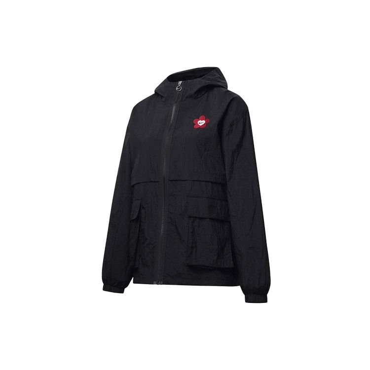 Nike Серия Дня святого Валентина с цветочной вышивкой и логотипом. Куртка с длинными рукавами и капюшоном. Женская верхняя одежда черного цвета HF1130-010.