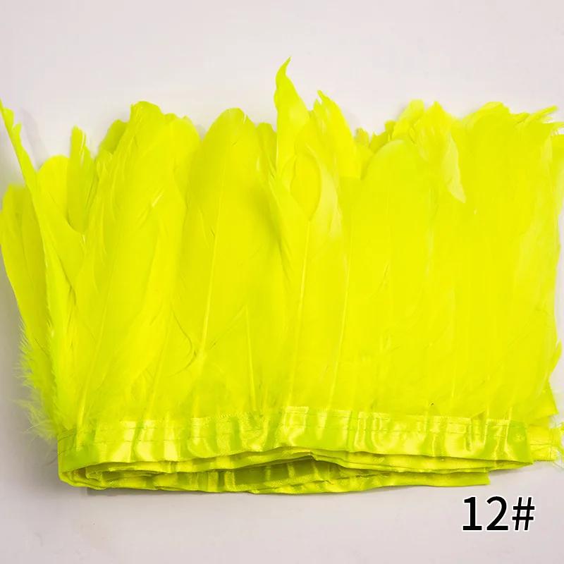 2M/Lot Real Geese Feather Fringe Ribbons Goose Feathers Trim Dyed for Dress Skirt Cloth Belt Decorative Clothing