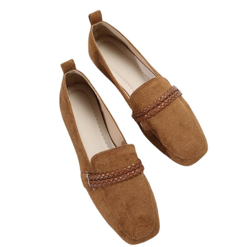 Women Suede Flats Loafers Spring New Square Toe Casual Walking Shoes Femme Fashion Rerto Dress Shoes Big Size 35-43 Zapatos