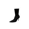 2026 autumn and winter new pointed head thin heel high heel temperament thin French fashion sexy beautiful women's net short boots