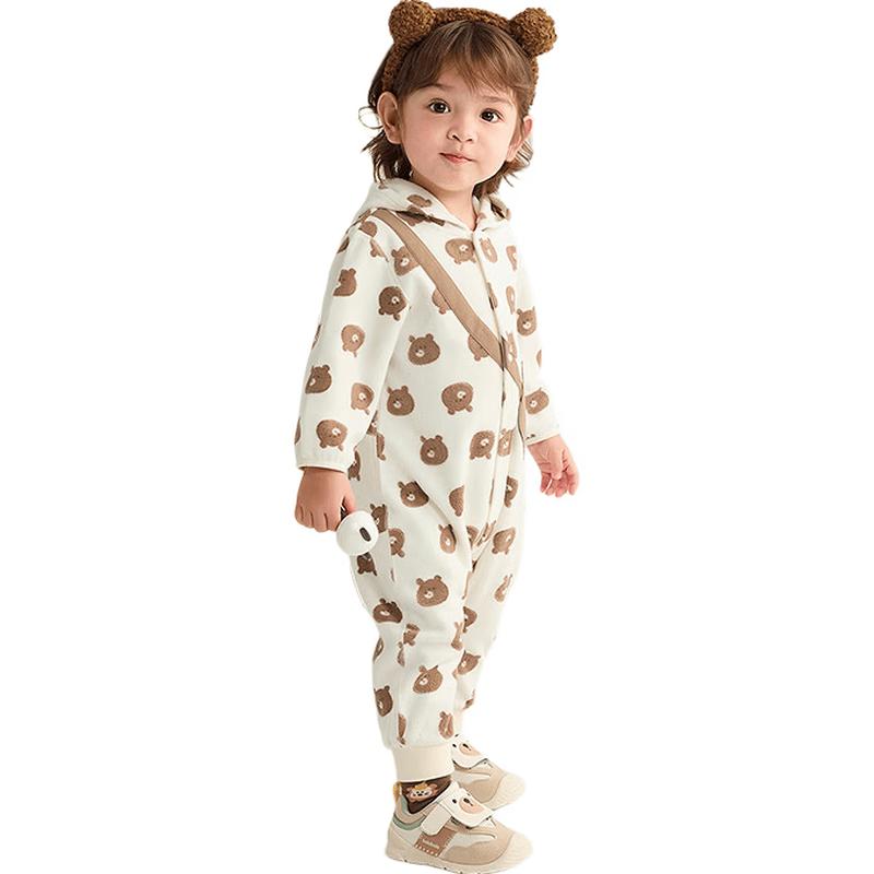 Balabala Baby Hooded Fleece Romper