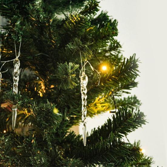 12 Pcs Acrylic Icicles Christmas Ornaments Clear Crystal Icicle Christmas Tree Hanging Decorations for Xmas New Year Holiday Wedding Party Decor