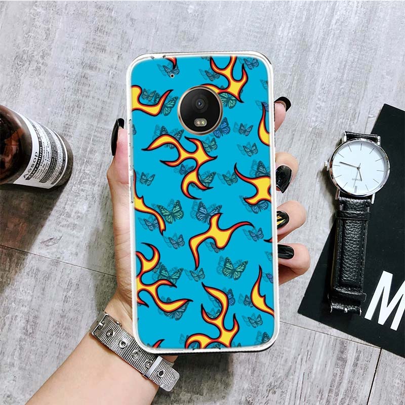 Чехол для телефона Blue Red Flame Fire для Motorola Moto G9 G8 G7 G6 G5 E6 E5 E4 Plus Play Power One Action Macro Coque Capa