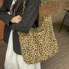 Niche Leopard Print Canvas Tote Bag Women's Bag Casual Large Capacity Fashion Handbag Korean Version Foreign Style Shoulder Messenger Bag