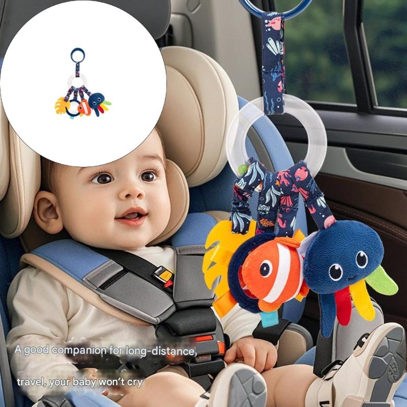 Baby Bed Whale Hanging Teether Supplies Blue Rattle Interactive Toy Infant Gift for Baby Visual Sensory Stimulation