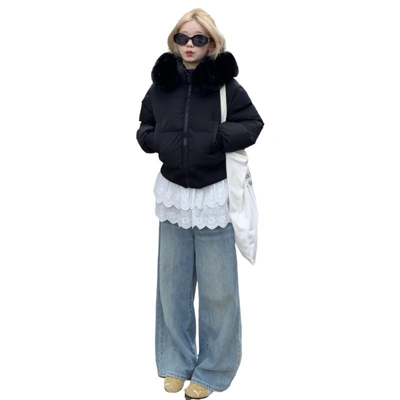 Hooded big fur collar down cotton clothes women's winter new thickened short cotton-padded clothes bread clothes jacket