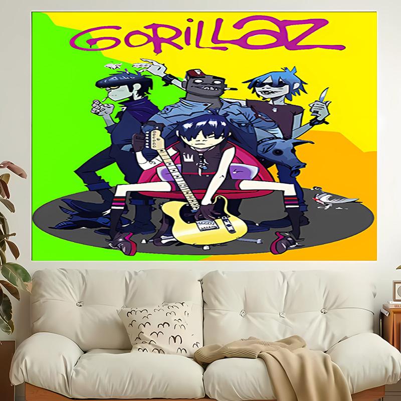 1pc G-Gorillaz band Tapestry, Living Room, Bedroom, Office, Party Decor, Ideal Festive Gift