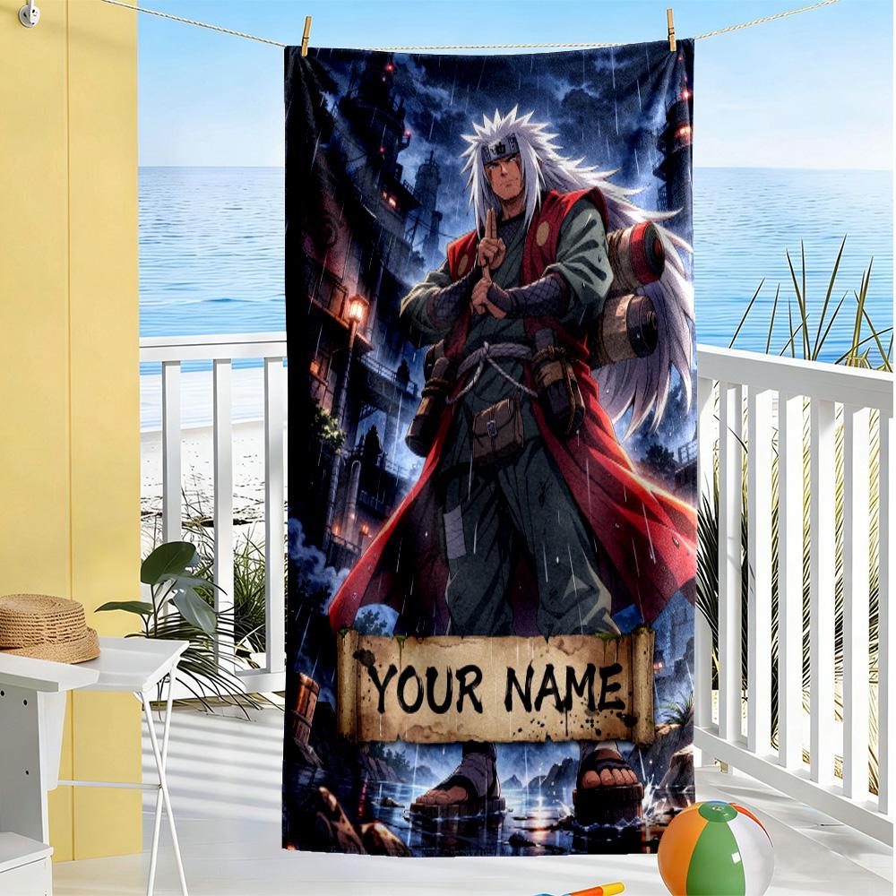 Naruto Character Customized Name Beach Towel Soft Durable Quick-Dry Perfect for Traveling Yoga Camping and Swimming