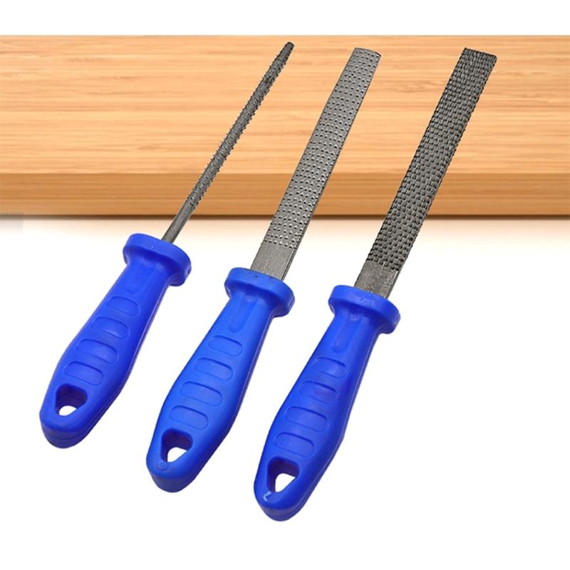 3 Pieces Wood Rasp File Set Alloy Steel Woodworking File, Round, Flat, Semi-Round, File Tools for Woodworking