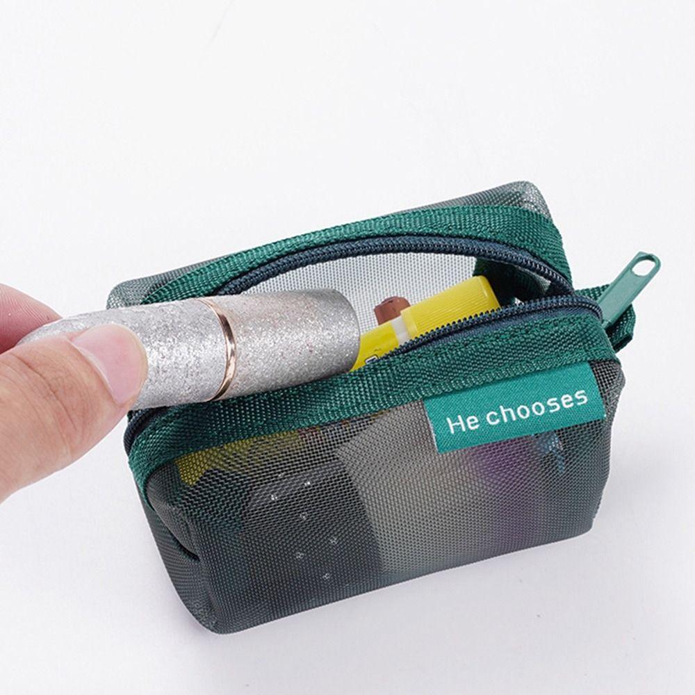 Zipper Mesh Makeup Bag Retro Color Toiletry Storage Bag Fashion Transparent Cosmetic Bag  Outdoor