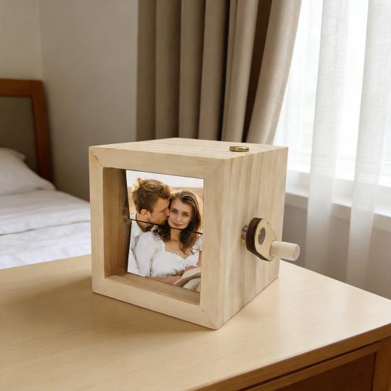 Персонализированная коробка-анимация Flipbook со встроенной подсветкой, ручной альбом для 8/16 фотографий, деревянная рамка, уникальный подарок для воспоминаний и дома