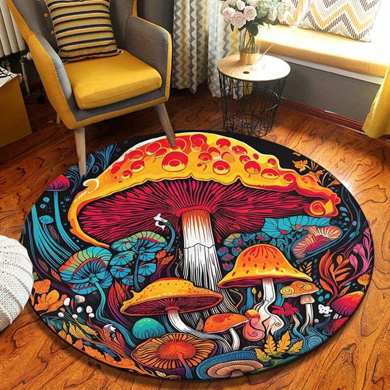 Round Colorful Mushroom Floor Mats Rug For Bedroom Carpet For Live Room Sofa Carpet Study Room Floor Mats Home Decoration