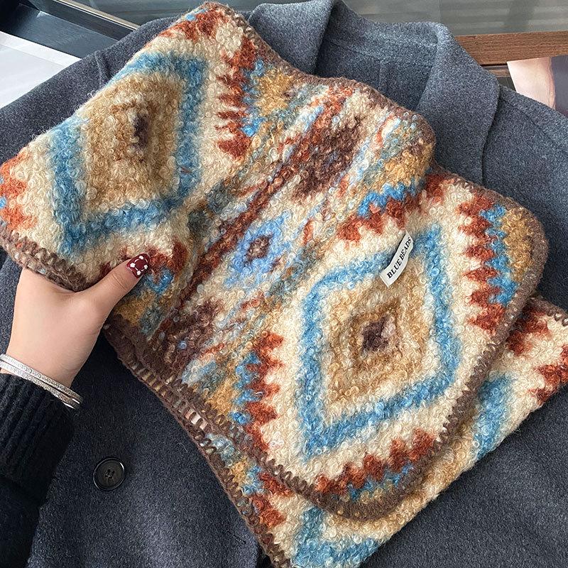 Двусторонний шарф Zunsu с леопардовым принтом, похожий на шерстяной, для женщин - Теплый, модный и ретро для осени и зимы